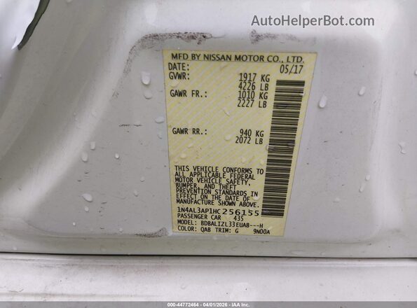 1N4AL3AP1HC256155 2017 NISSAN ALTIMA White Vista del compartimento del motor