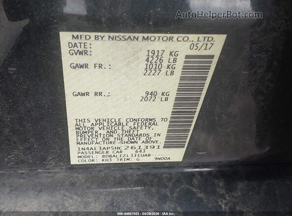 1N4AL3AP5HC261391 2017 NISSAN ALTIMA Black Շարժիչի բաժամունքի տեսք