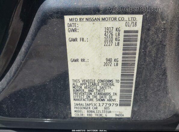 1N4AL3AP5JC177979 2018 NISSAN ALTIMA Черный Вид подкапотного пространства