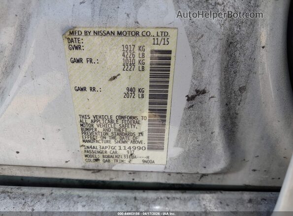 1N4AL3AP7GC114990 2016 NISSAN ALTIMA Белый Вид подкапотного пространства
