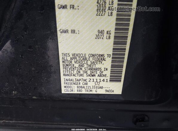1N4AL3AP7HC211141 2017 NISSAN ALTIMA Gray Engine compartment view