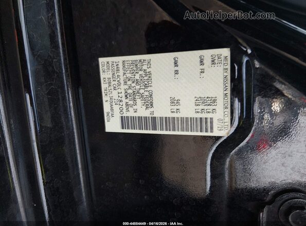 1N4BL4CV0LC128200 2020 NISSAN ALTIMA Black ძრავის განყოფილების ხედი