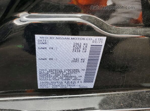 1N4BL4DV8SN384635 2025 NISSAN ALTIMA Black Vista del compartimento del motor