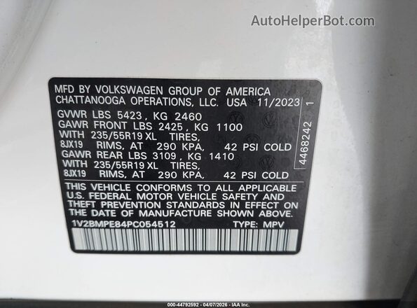 1V2BMPE84PC054512 2023 VOLKSWAGEN ID.4 Белый Вид подкапотного пространства