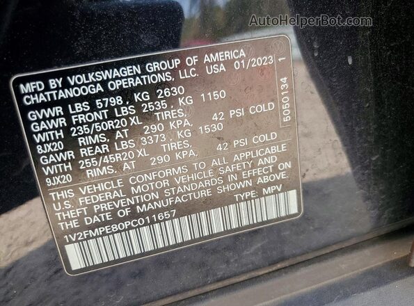 1V2FMPE80PC011657 2023 VOLKSWAGEN ID.4 Black Вид наклейки з VIN-кодом