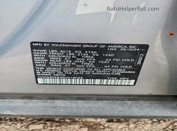 1V2WSPE83RC018028 2024 VOLKSWAGEN ID.4 Серый Вид подкапотного пространства
