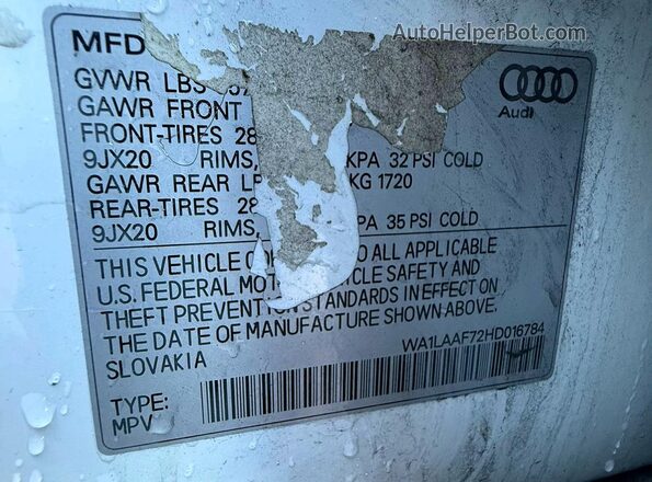 WA1LAAF72HD016784 2017 AUDI Q7 Белый Панорамный вид салона 360°