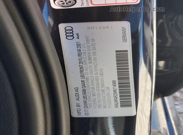 WAUHFAFC0HN114066 2017 AUDI S6 Угольный Вид наклейки с VIN-кодом