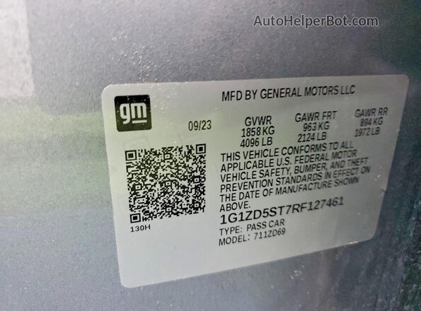 1G1ZD5ST7RF127461 2024 CHEVROLET MALIBU Серебряный Вид подкапотного пространства