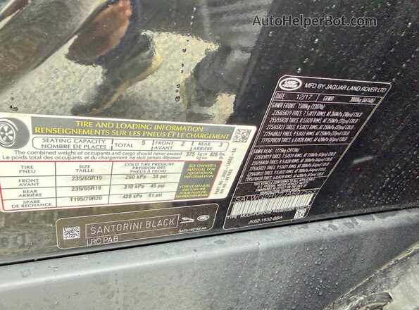 SALWG2RV2JA697563 2018 LAND ROVER RANGE Черный Вид задних сидений
