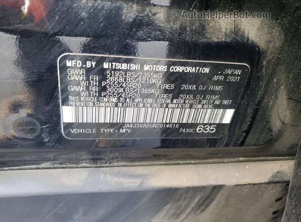 JA4J3VA85NZ014616 2022 MITSUBISHI OUTLANDER Черный Панорамный вид салона 360°