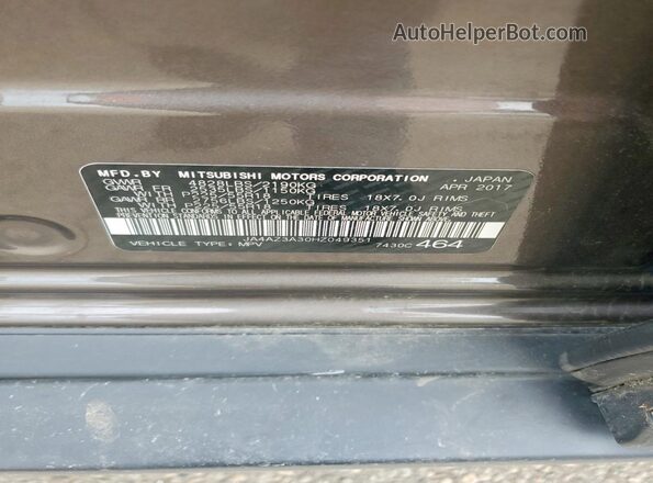 JA4AZ3A30HZ049351 2017 MITSUBISHI OUTLANDER Коричневый Панорамный вид салона 360°