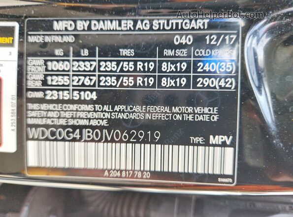 WDC0G4JB0JV062919 2018 MERCEDES-BENZ GLC-CLASS Черный Панорамный вид салона 360°