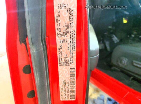1C4GJXAN9PW636373 2023 JEEP WRANGLER Красный Вид наклейки с VIN-кодом