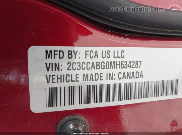 2C3CCABG0MH634287 2021 CHRYSLER 300 Бордовый Вид подкапотного пространства