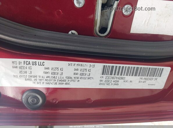 2C3CCABG7KH628631 2019 CHRYSLER 300 Бордовый Вид подкапотного пространства