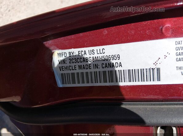 2C3CCABG8MH506959 2021 CHRYSLER 300 Maroon Widok komory silnika