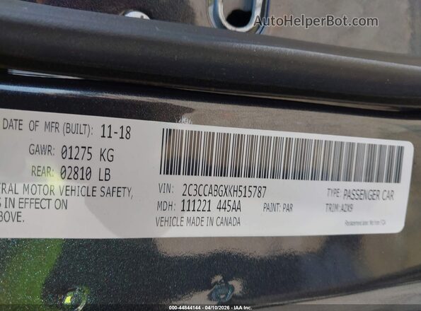 2C3CCABGXKH515787 2019 CHRYSLER 300 Серый Вид подкапотного пространства