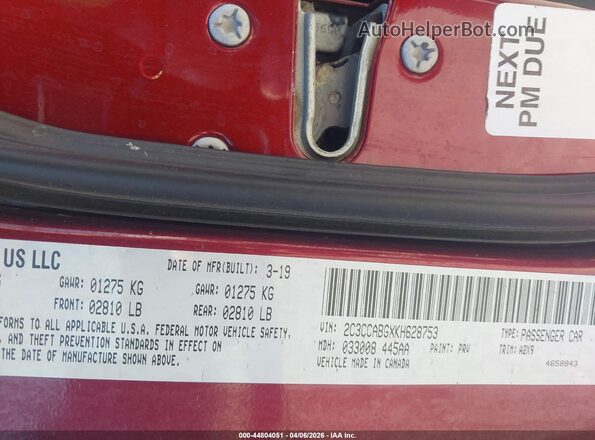 2C3CCABGXKH628753 2019 CHRYSLER 300 Бордовый Вид подкапотного пространства