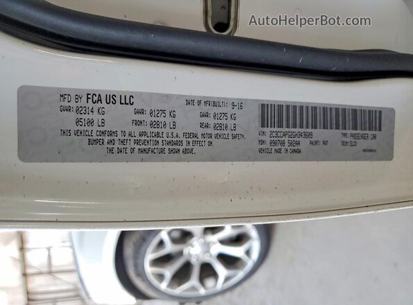2C3CCAPG2GH343609 2016 CHRYSLER 300 White Widok komory silnika