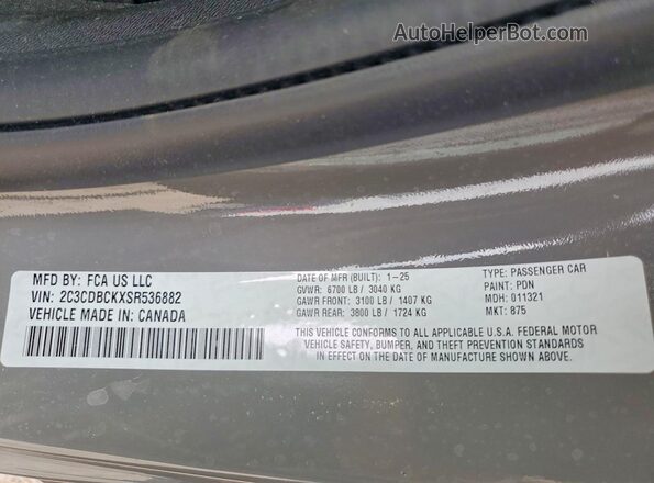 2C3CDBCKXSR536882 2025 DODGE CHARGER Gray ძრავის განყოფილების ხედი