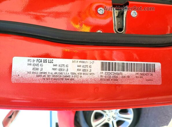2C3CDXCT2HH560761 2017 DODGE CHARGER Red Vista del compartimento del motor