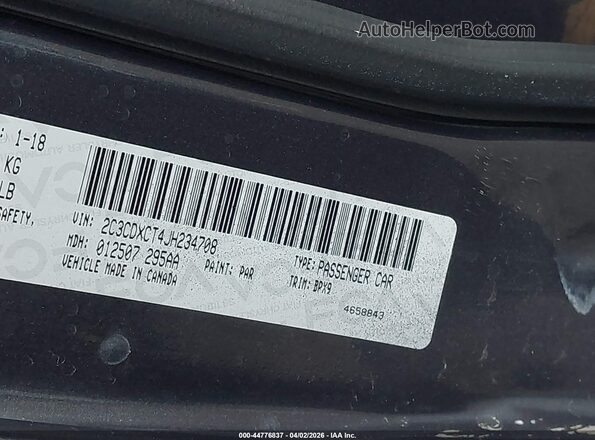2C3CDXCT4JH234708 2018 DODGE CHARGER Black ძრავის განყოფილების ხედი
