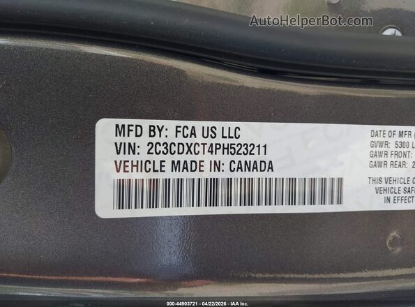 2C3CDXCT4PH523211 2023 DODGE CHARGER Серый Вид подкапотного пространства