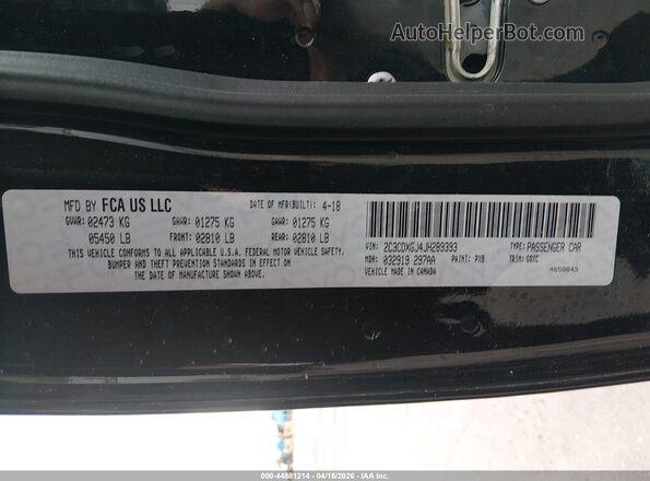 2C3CDXGJ4JH289393 2018 DODGE CHARGER Black Widok komory silnika