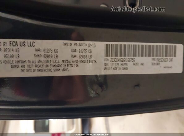2C3CDXHG8GH166756 2016 DODGE CHARGER Black Vista del compartimento del motor