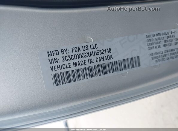 2C3CDXKGXMH582148 2021 DODGE CHARGER Silver Widok komory silnika