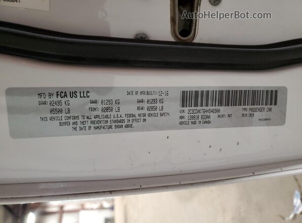 2C3CDXKT6HH546900 2017 DODGE CHARGER White Vista del compartimento del motor