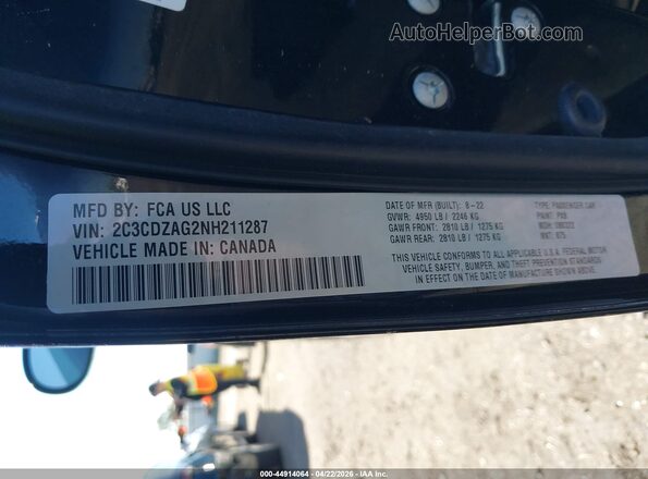 2C3CDZAG2NH211287 2022 DODGE CHALLENGER Черный Вид подкапотного пространства
