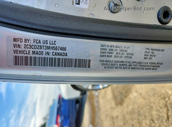 2C3CDZBT3MH567466 2021 DODGE CHALLENGER Серебряный Вид подкапотного пространства