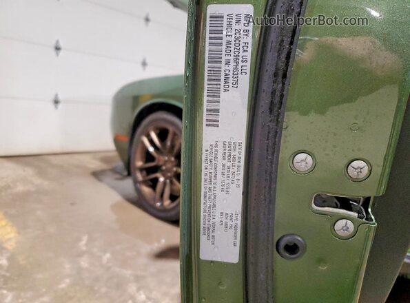 2C3CDZC96PH633757 2023 DODGE CHALLENGER Green VIN კოდის სტიკერის ხედი
