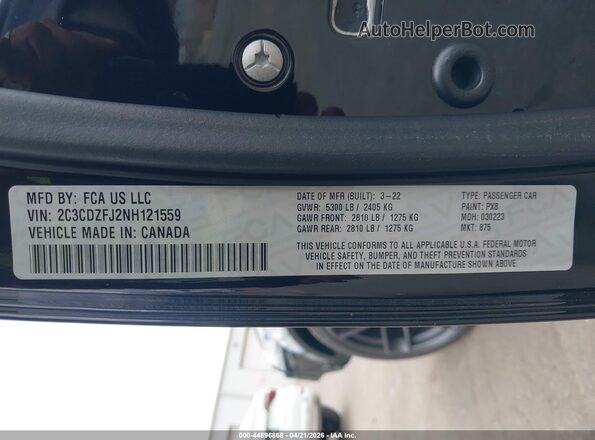 2C3CDZFJ2NH121559 2022 DODGE CHALLENGER Black Widok komory silnika