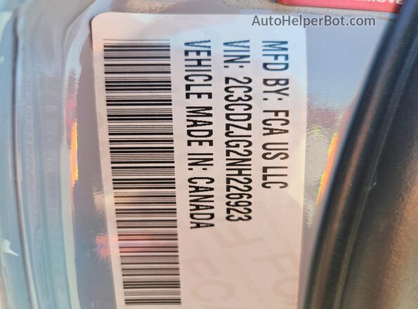 2C3CDZJG2NH226923 2022 DODGE CHALLENGER Серый Вид наклейки с VIN-кодом