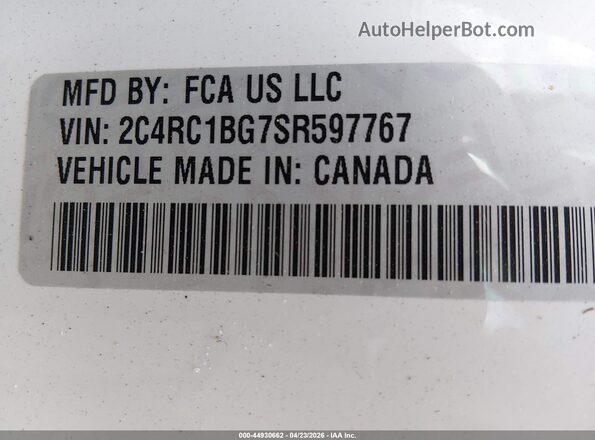 2C4RC1BG7SR597767 2025 CHRYSLER PACIFICA Белый Вид подкапотного пространства