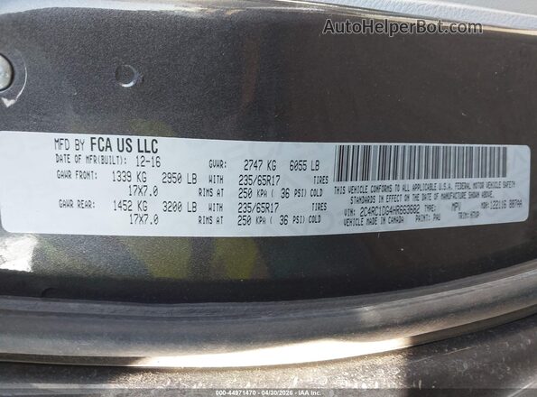 2C4RC1DG4HR663682 2017 CHRYSLER PACIFICA Черный Вид подкапотного пространства