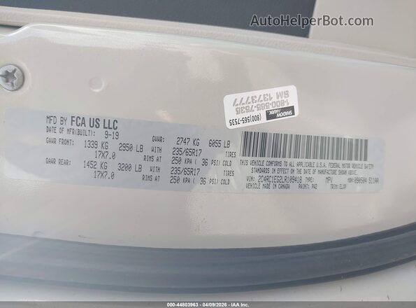 2C4RC1EG2LR109418 2020 CHRYSLER PACIFICA Белый Вид подкапотного пространства