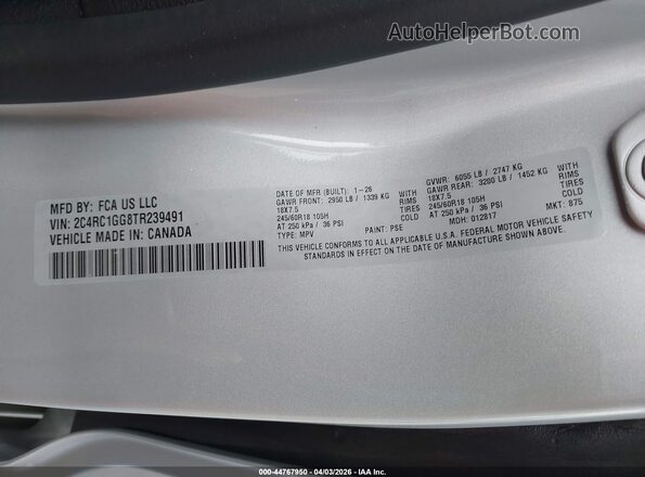 2C4RC1GG8TR239491 2026 CHRYSLER PACIFICA Серебряный Вид подкапотного пространства