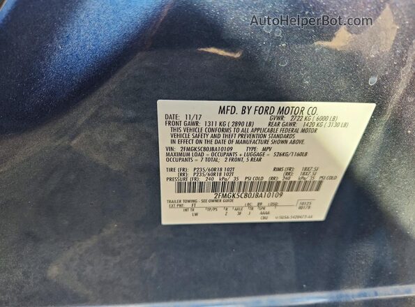 2FMGK5C80JBA10109 2018 FORD FLEX Blue Vista interior de 360 grados