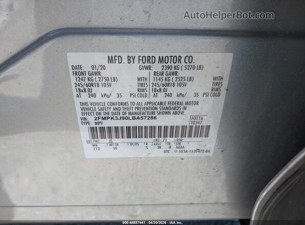 2FMPK3J90LBA57286 2020 FORD EDGE Серебряный Вид подкапотного пространства