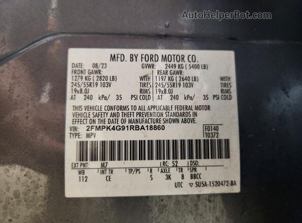 2FMPK4G91RBA18860 2024 FORD EDGE Серый Вид наклейки с VIN-кодом