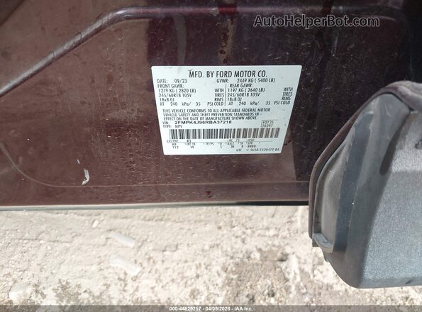2FMPK4J96RBA37218 2024 FORD EDGE Maroon Widok komory silnika