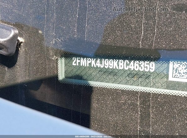 2FMPK4J99KBC46359 2019 FORD EDGE Silver Vista del compartimento del motor