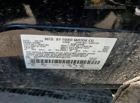 2FMPK4J99PBA06722 2023 FORD EDGE Черный Вид наклейки с VIN-кодом