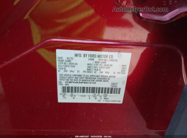 2FMPK4K94PBA12135 2023 FORD EDGE Красный Вид подкапотного пространства