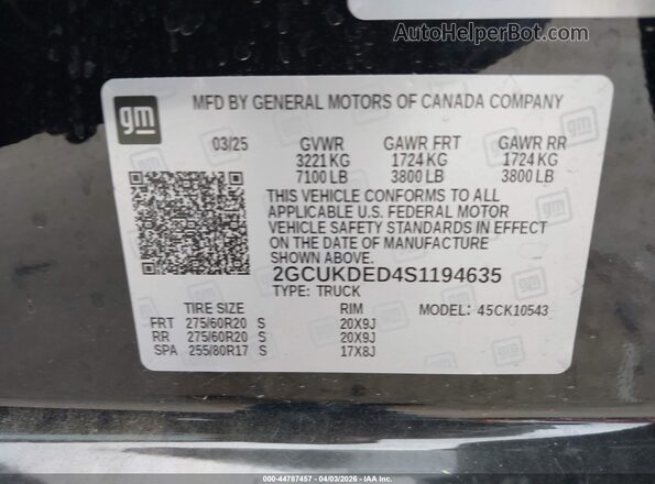 2GCUKDED4S1194635 2025 CHEVROLET SILVERADO Black ძრავის განყოფილების ხედი