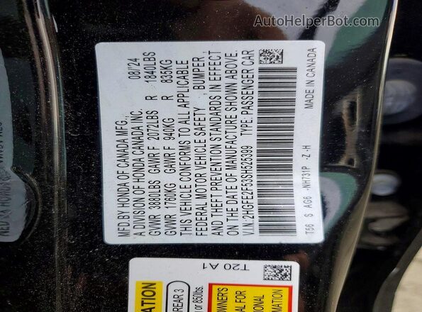 2HGFE2F53SH525399 2025 HONDA CIVIC Black Շարժիչի բաժամունքի տեսք
